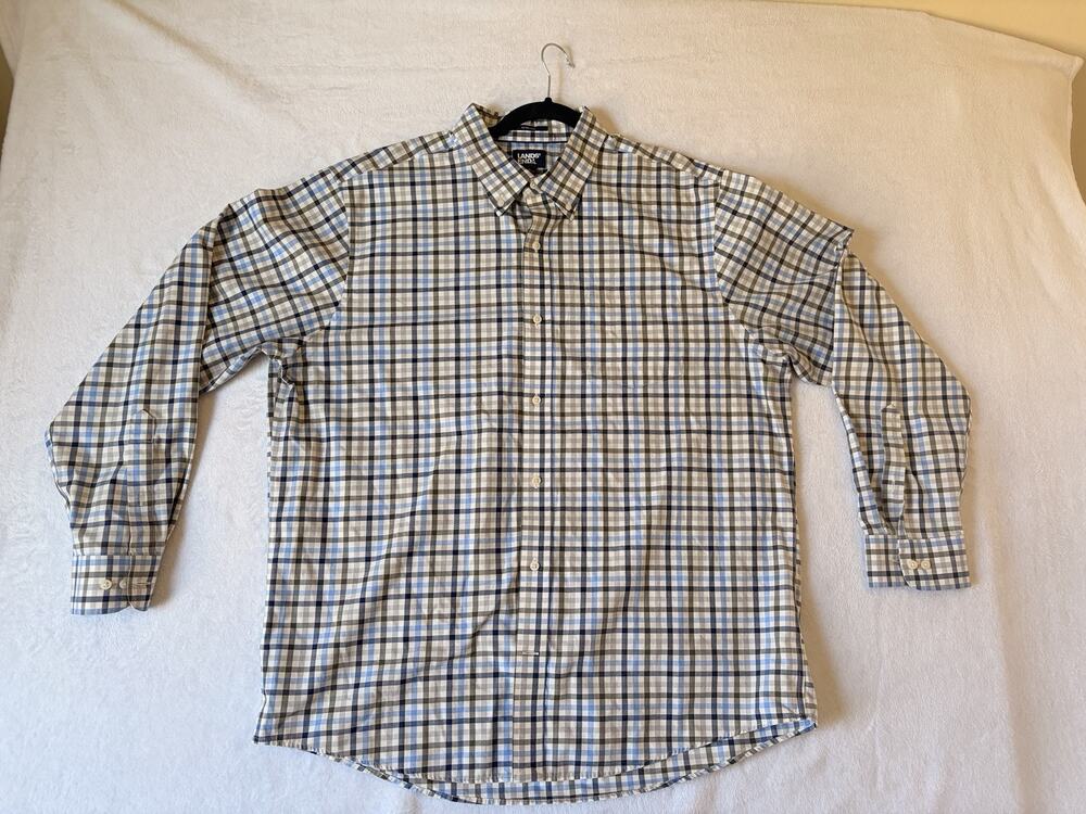 Lands End Men's Size XL Traditional Fit Plaid Long Sleeve